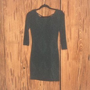 Trixxi Bodycon Cocktail Party Dress Women L Emerald Green Metallic Open Back